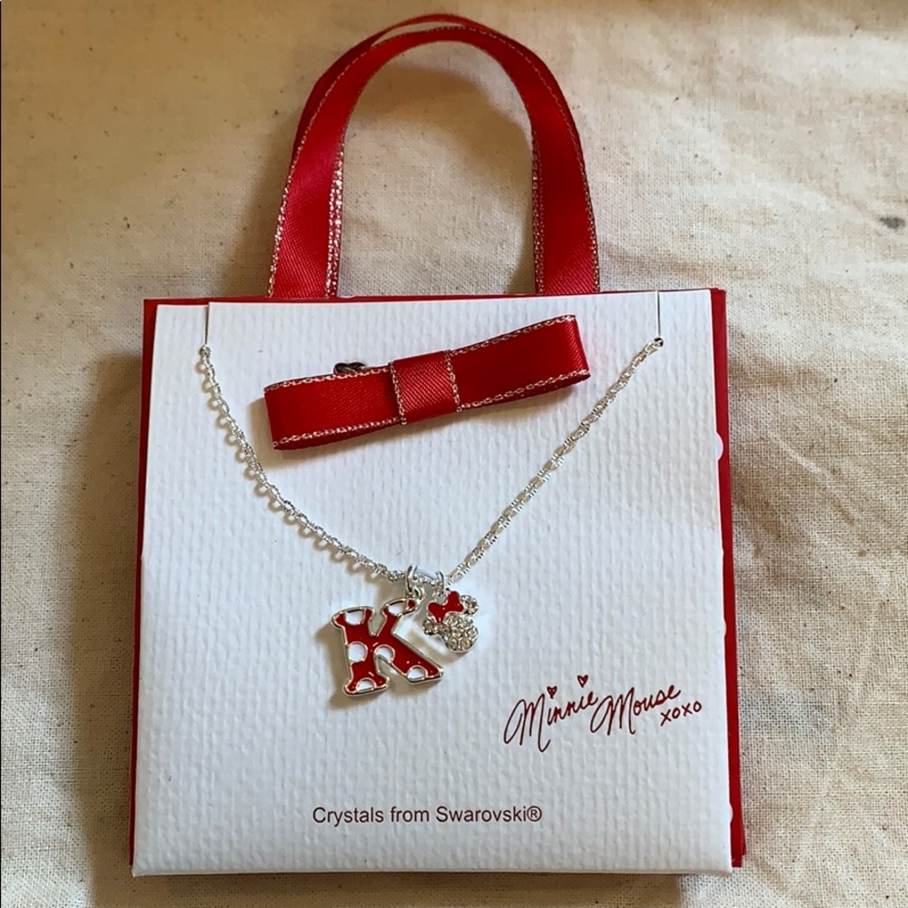 Disney Necklace - Initial Crystal Minnie Bow K